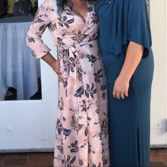 Blush Print Silk Maxi Wrap Dress - Picture 2 of 3